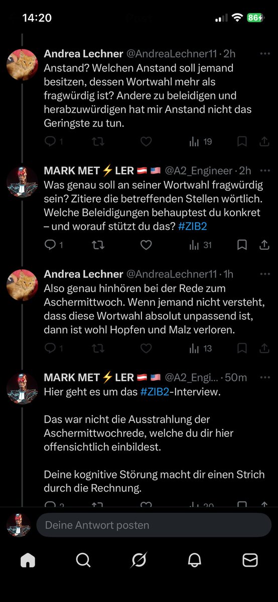 A2_Engineer's tweet photo. @AndreaLechner11 @herbert_kickl Andrea Lechner sondert ihren Mist ab, wird entlarvt, löscht darauf ihre Kommentare und blockiert mich. 

Typisch hirnloser Lefty 😂 https://t.co/OhNEkaPWPT