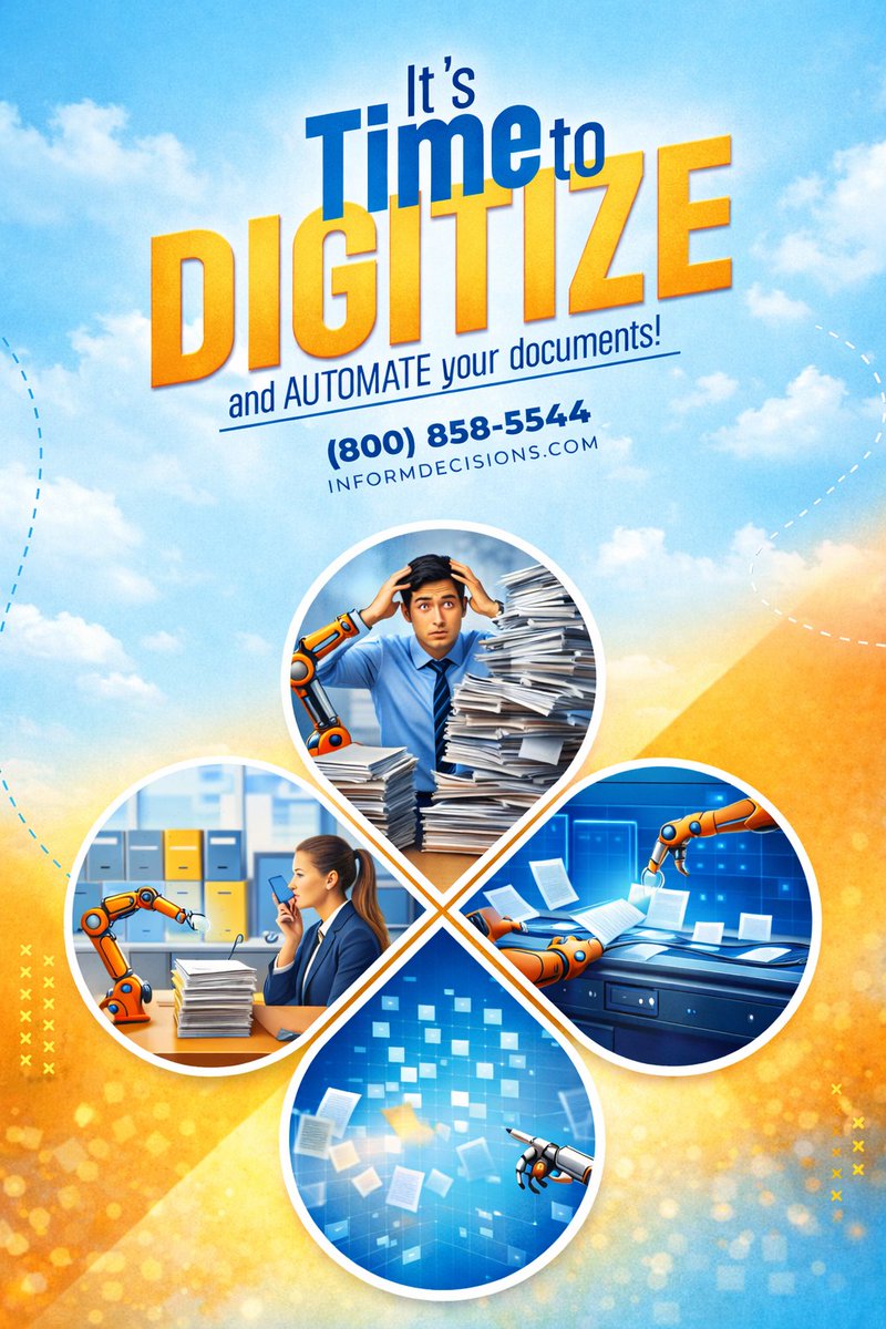 inFORMDecisions's tweet photo. Technology’s promise is not simply to automate processes, but to open routes to new ways of doing business (such as enhancing customer experience, streamlining operations or creating new business models). 

800-858-5544; https://t.co/9yi6MHVim7

#DocumentAutomation https://t.co/Zu1mja8kgQ