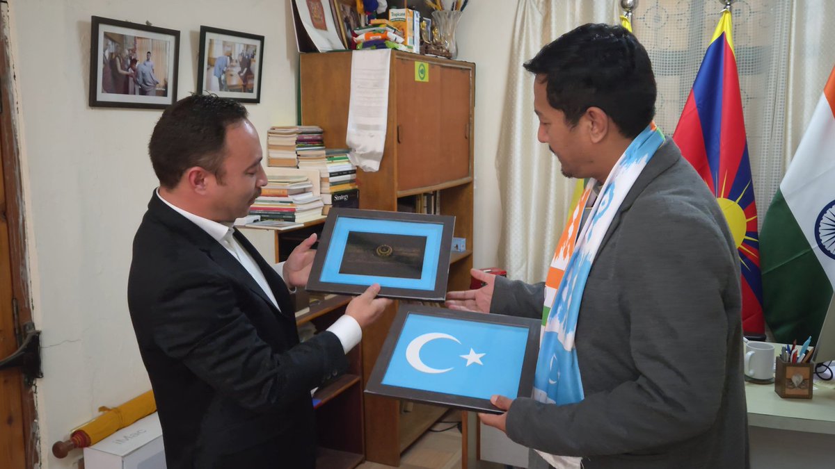 ius1933's tweet photo. Unity in Dharamshala! 🤝 IUS President Wasim Abdullah &amp; GS Talat Feroz met with @TYC President Tsering Chomphel today, our collaboration grows stronger. One struggle, one goal: Justice and glory for our peoples. 🏔️🌙 #FreeTibet #FreeEastTurkistan https://t.co/aOc1169pEg