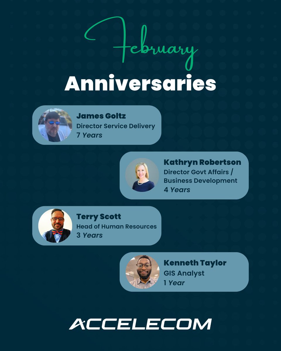 Celebrating our February work anniversaries at Accelecom! 👏 A big thank you to the team members who continue to strengthen our network, support our customers, and help power the future of connectivity. Here’s to another year of growth and momentum together.
