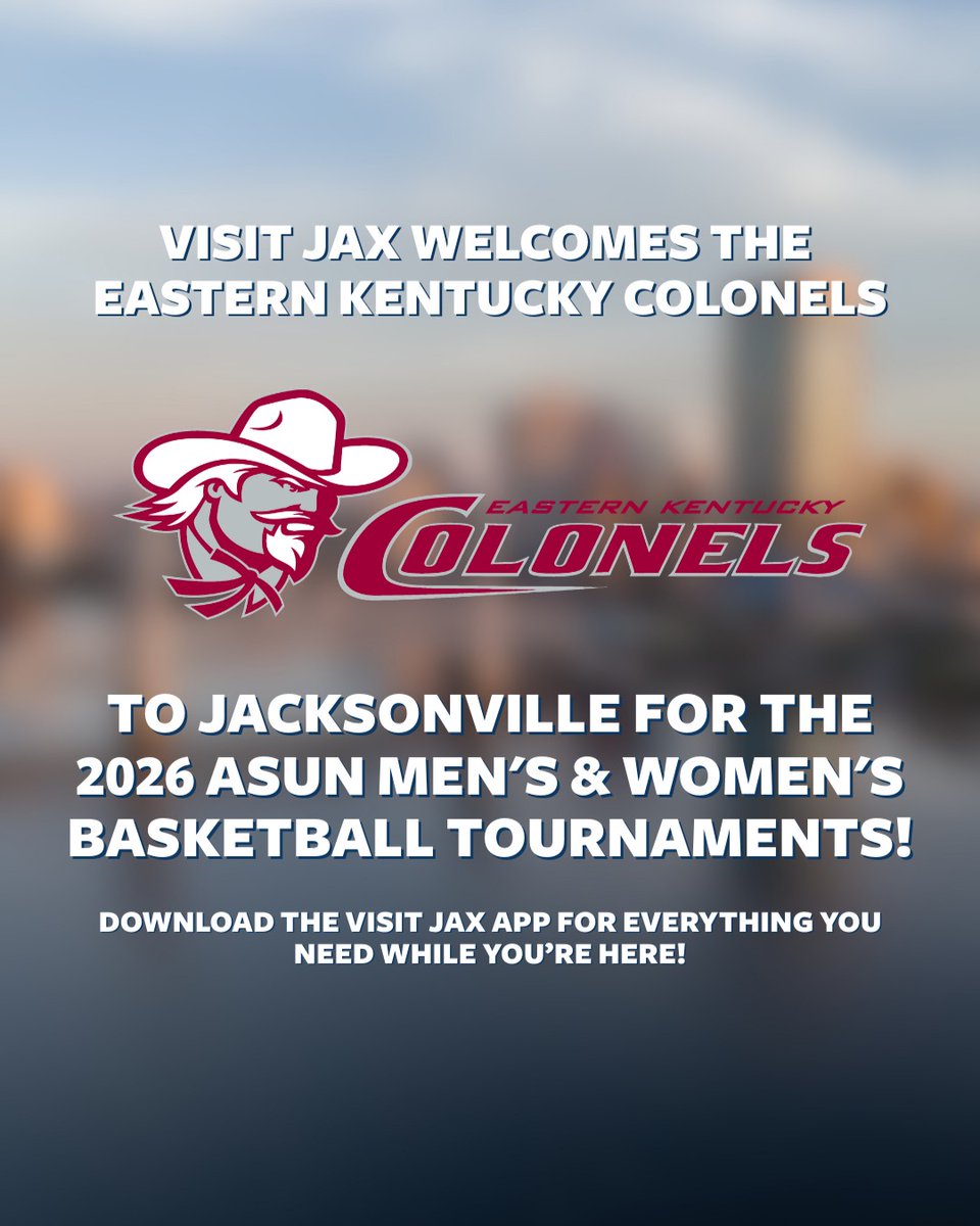 Visit_Jax's tweet photo. Visit Jax welcomes @EKU to town for the @ASUNSports Basketball Championships. Find restaurants, attractions and more in the VISIT JAX App. https://t.co/IsjMEBGI7k https://t.co/y0xswc0hYO