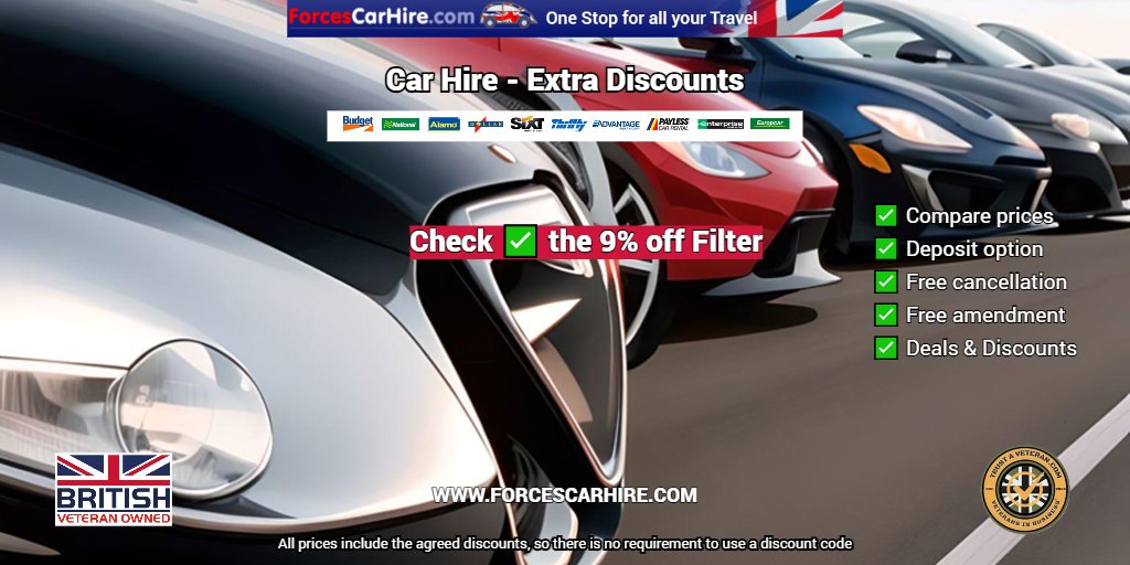 forcescarhire's tweet image. Car Hire ⚡Flash Sale
Malaga 🇪🇸 Airport
Check ✅ the Up to 9% off Filter
🚘 bit.ly/4r7xvjy 
Car Hire - Made Easy
#flashsale #malaga #spain #travel #discounts #carhire #carrental #carrentals #Holidays #holiday #forces #bluelight #expats #veterans #forcescarhire #MHHSBD