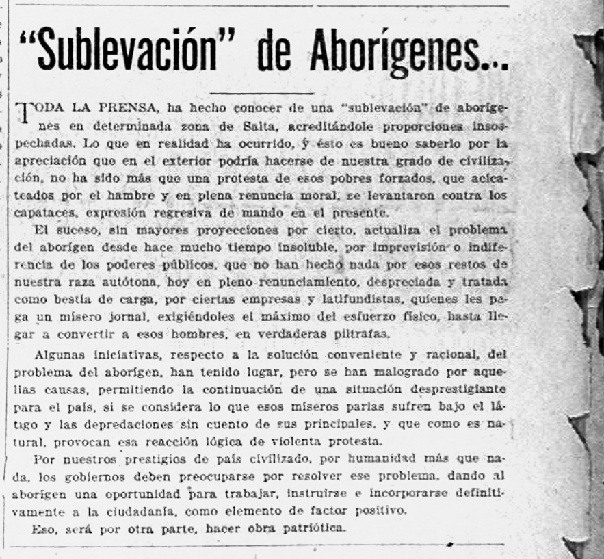 "Sublevación" de aborígenes... - Diario El Orden (12 de diciembre de 1931)