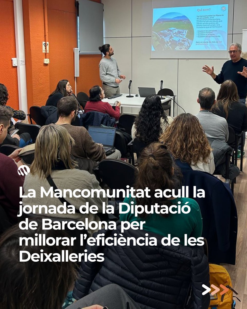 Mancoplana's tweet photo. ♻️ La #Mancomunitat acull una jornada de la Diputació de Barcelona per millorar l’eficiència de les deixalleries

✅ La trobada ha reunit tècnics i professionals del sector per compartir experiències i estratègies per optimitzar l’emmagatzematge, la gestió i el transport dels residus, i reforçar la reutilització com a prioritat

🤝 #CuidemlEntorn 🌱 #FemFutur