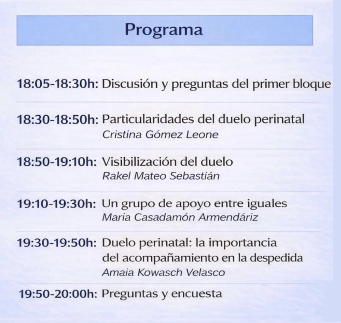 Jornada sobre Muerte Perinatal.
Dirigida a profesionales sanitarios.
📅 17 de marzo de 2026
📍 Hospital Universitario de Navarra
📩 Inscripciones del 2 al 16 de marzo: sopequin@gmail.com
Acreditación 0,30 créditos de la Comisión de Formación.
#dueloperinatal
