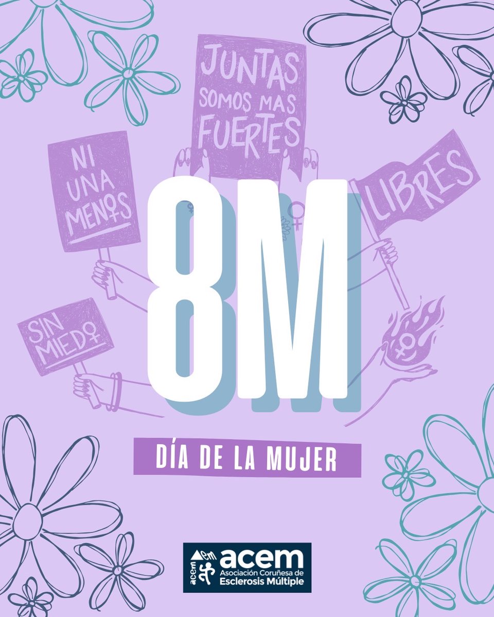 acemesclerosis's tweet photo. Hoy, 8M, alzamos la voz por la igualdad y por las mujeres con EM.

La esclerosis múltiple afecta más a mujeres en etapas clave, por eso apoyar derechos, investigación y apoyos reales también es cuidar su salud y oportunidades. 💜
#8M #ACEM https://t.co/opdwhRU0YT