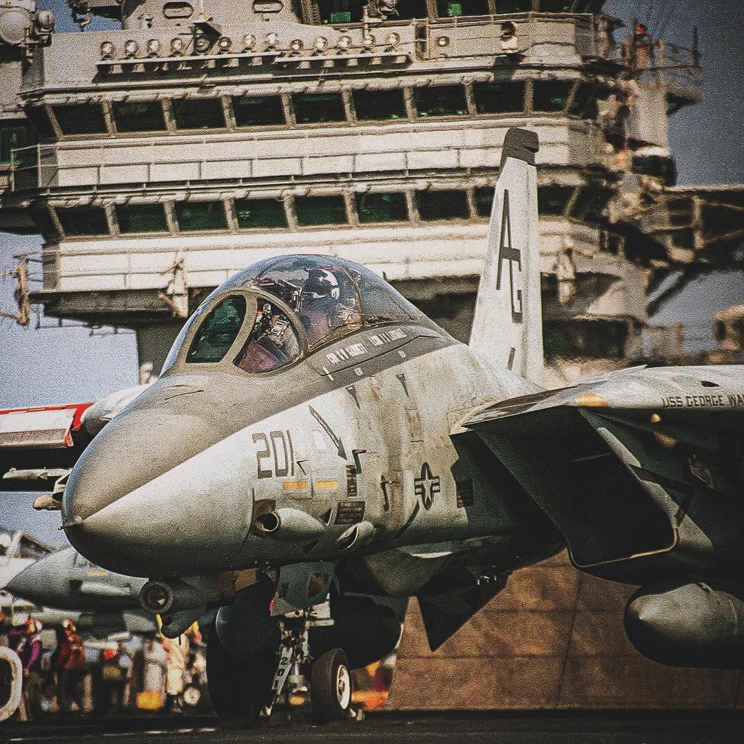 Describe one word. 
F-14 tomcat