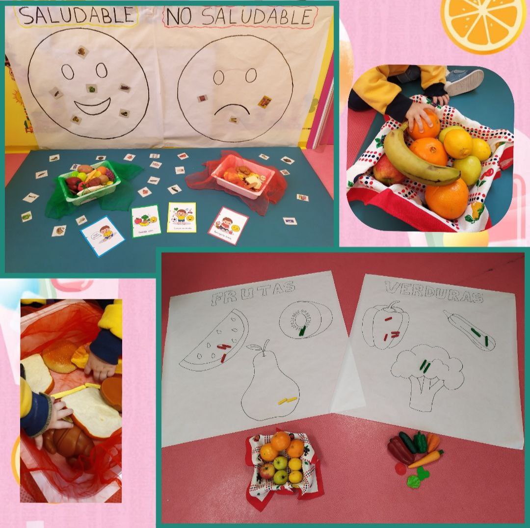 🍎🐟🍗 😊 Hoy hemos hablado de la comida que nos cuida… y la que no nos cuida tanto... 🍩 🍔 🥤😕
A través del juego, los peques han empezado a descubrir qué alimentos nos ayudan a crecer sanos y fuertes.
Después, frutas y verduras han sido las protagonistas.