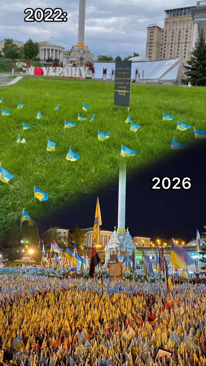 This place is located in the very heart of Kyiv, Maidan Nezalezhnosti. A 4-year difference.

A lawn where there is no more room for grass only for memory 🕯️🇺🇦