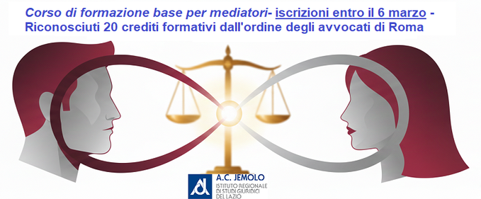 🔜 Sta per scadere il termine per iscriversi al Corso di #formazione base per mediatori dell’Istituto A.C. Jemolo! per info:jemolo.it/prorogato-il-n…