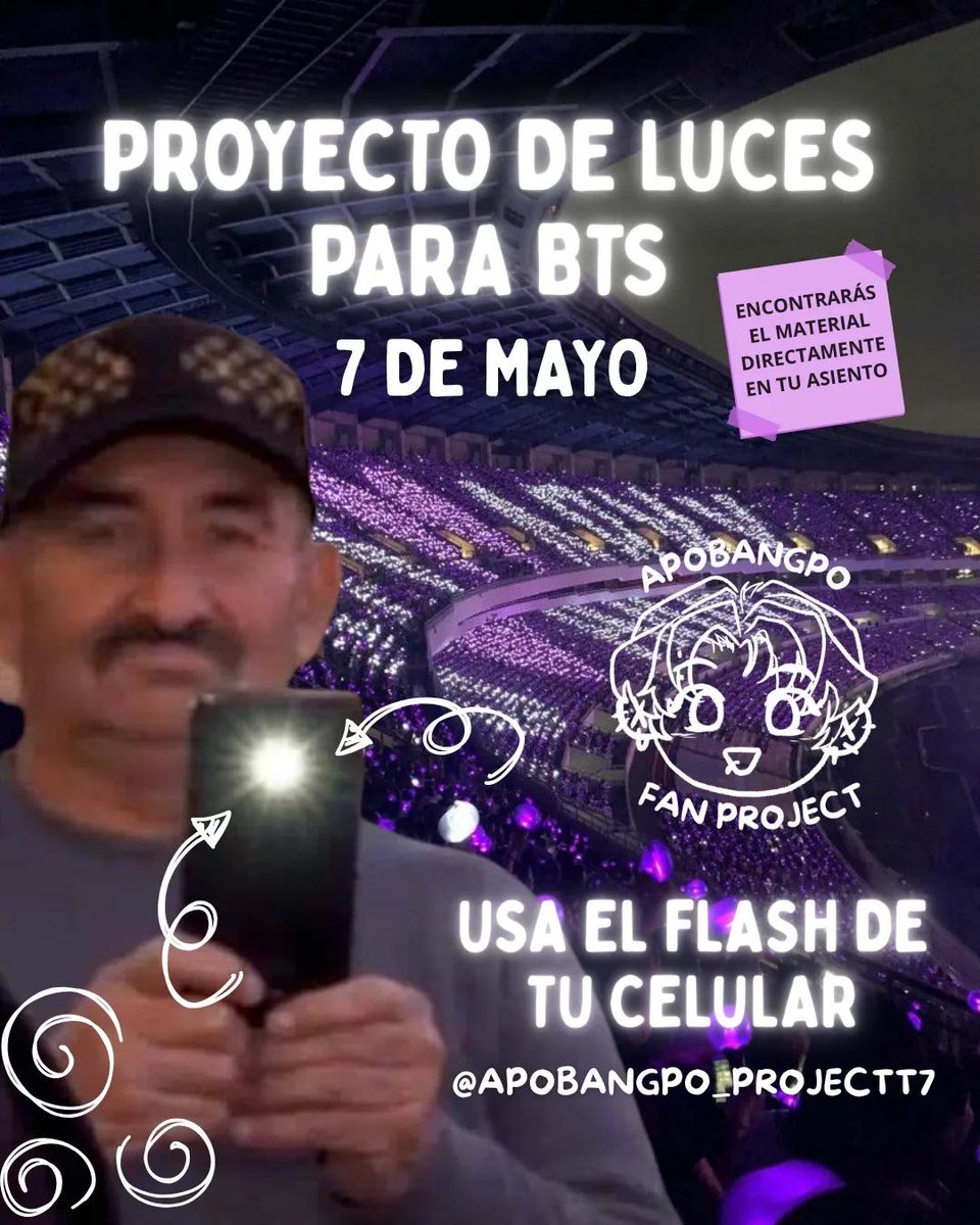 apobangpomx's tweet photo. Les presentamos el proyecto de luces para el primer concierto de BTS en México este 2026 💜✨

Es un proyecto en conjunto con una coordinación por zona para que el proyecto sea realizable 💜✨

#BTS #ARMY #BTSMexico #fanproject #btsfanproject #bts7demayo https://t.co/lp0p8QwFZQ