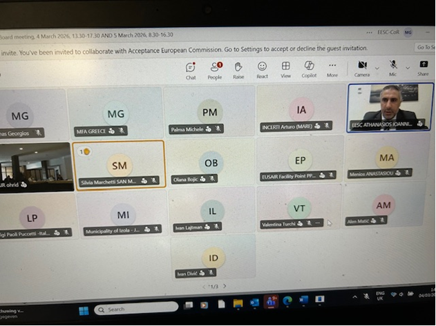 EESC_ECO's tweet image. Our Member Athanassios Ioannidis presents @EESC opinion on the #5th Report on the #MRS implementation in the @EUSAIR Governing Board meeting