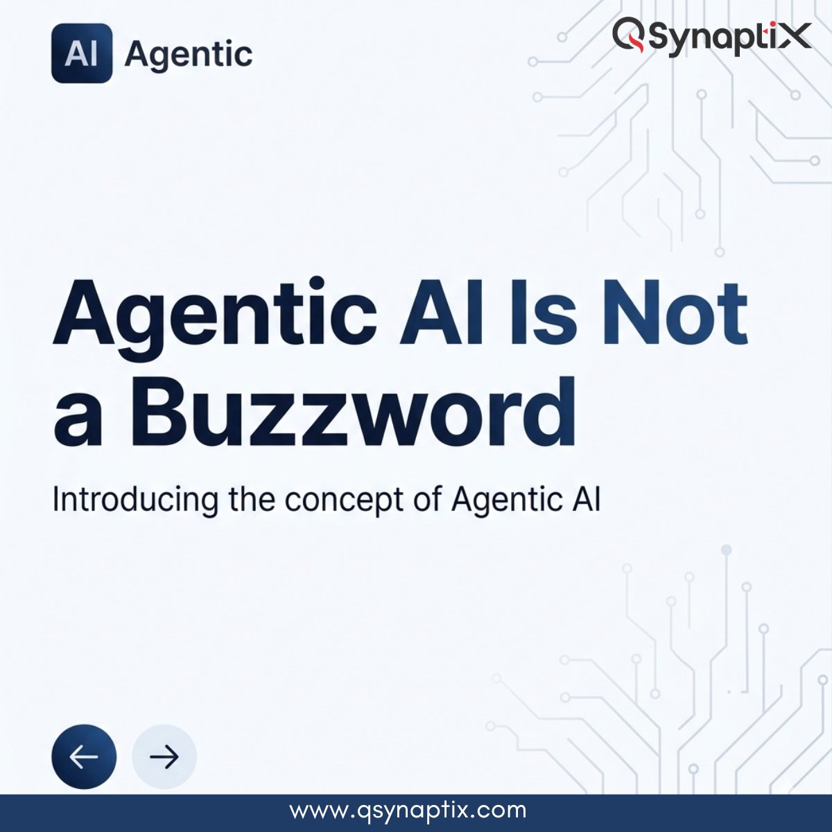 QSynaptiX's tweet photo. Agentic AI isn’t a buzzword.

When AI starts executing — not just responding — errors have real consequences.
Agentic AI = structured autonomy.

Let's Discuss
https://t.co/IlvbK3tOBZ
info@qsynaptix.com

#AIAgents #Claude #EnterpriseAI https://t.co/iMdsSpGVOm
