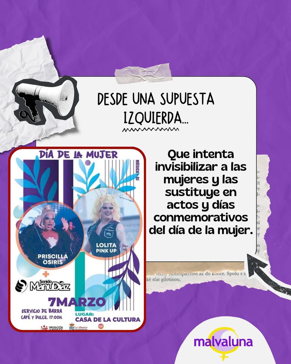 Malvaluna_org's tweet photo. 📢Desde Malvaluna queremos haceros llegar un mensaje.

Un mensaje crítico ante la representación que realizan de las mujeres y del feminismo por parte de ciertos sectores. https://t.co/7TZH19GmsS