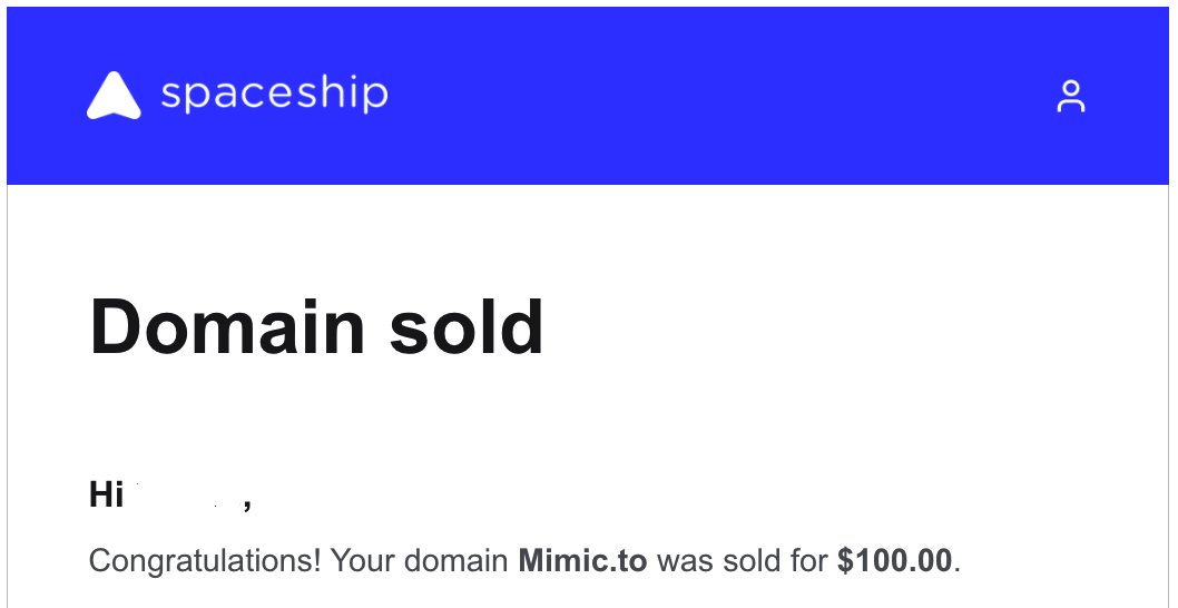 Name__Groove's tweet image. Small .to sale at Spaceship.

@spaceship, your payouts are lightning fast, thanks.

#domainsold #spaceship