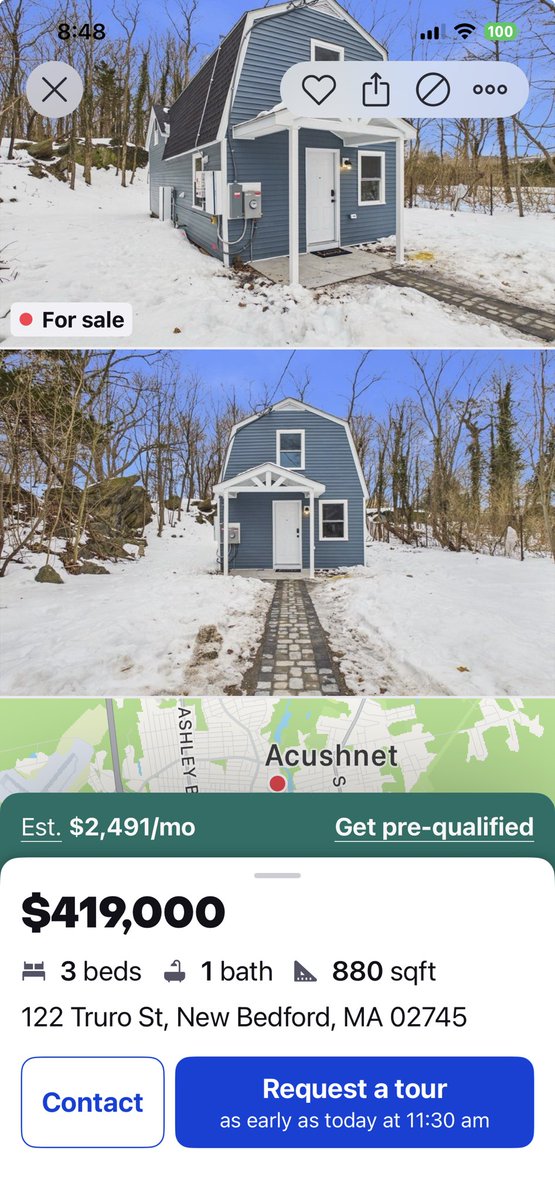 melly_suu's tweet photo. Welcome to New Bedford.  Where a shed cost $419k 😂😂 this housing market continues to be an absolute joke. https://t.co/20eFNceZPu