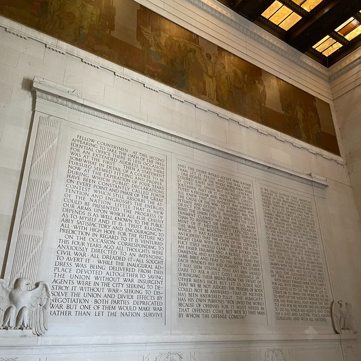 President Abraham Lincoln delivered his famous Second Inaugural Address #OTD in 1865. Nearing the end of the Civil War, he reached for hope &amp; reconciliation: "With malice towards none, with charity for all." The speech is carved into the walls of the Lincoln Memorial.