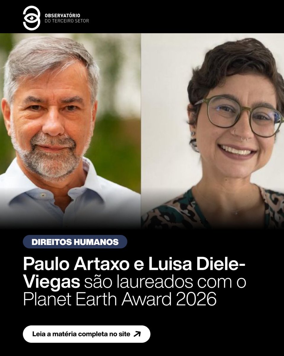 O Planet Earth Award 2026 laureou 2 figuras científicas brasileiras entre as 7 contempladas. Além do físico e colunista do Observatório, Paulo Artaxo, o prêmio agraciou a ecóloga Luisa Maria Diele-Viegas.