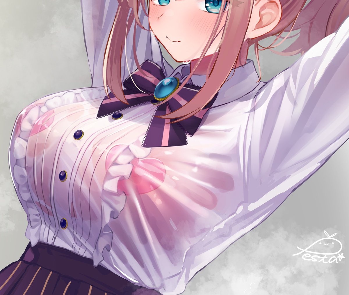 透けブラ作成の副産物、透けニップレス
透けて見えたのがこれなら衝撃が走りそう 