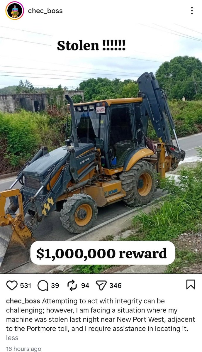 Chec Boss euqipment stolen