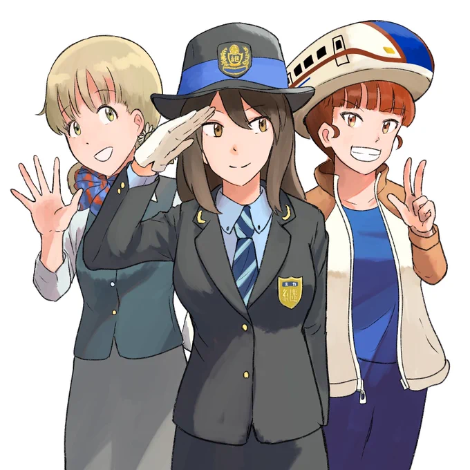 #3月になったから3人並んだ画像を貼ろうぜ グランクラスのアキ JR西日本のミカ かがやきちゃんのミッコ です!
