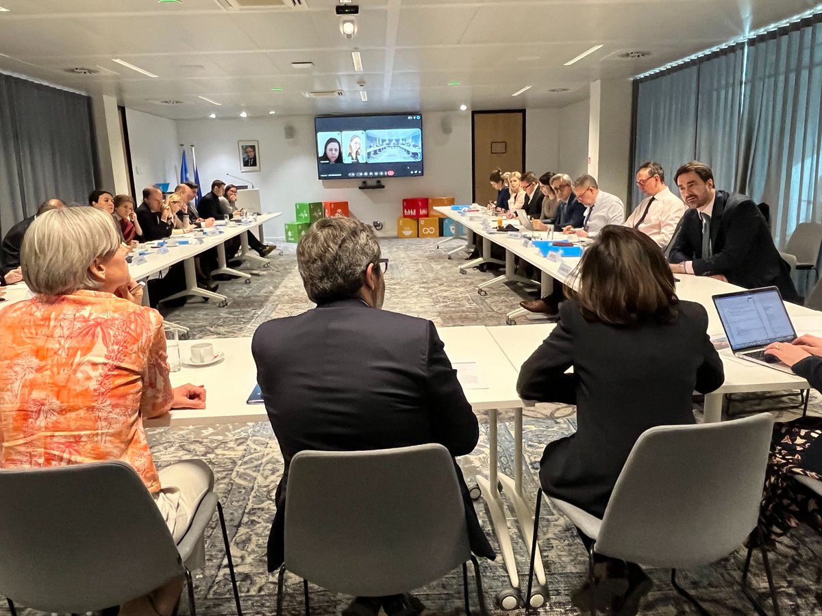 UNOPS_Chief's tweet image. Excellent discussions today at UN House in Brussels with #EU Member States Ambassadors to the Political and Security Committee, and other reps.

I shared experiences from my recent visit to #Gaza and how @UNOPS is working with partners to help address needs and support critical
