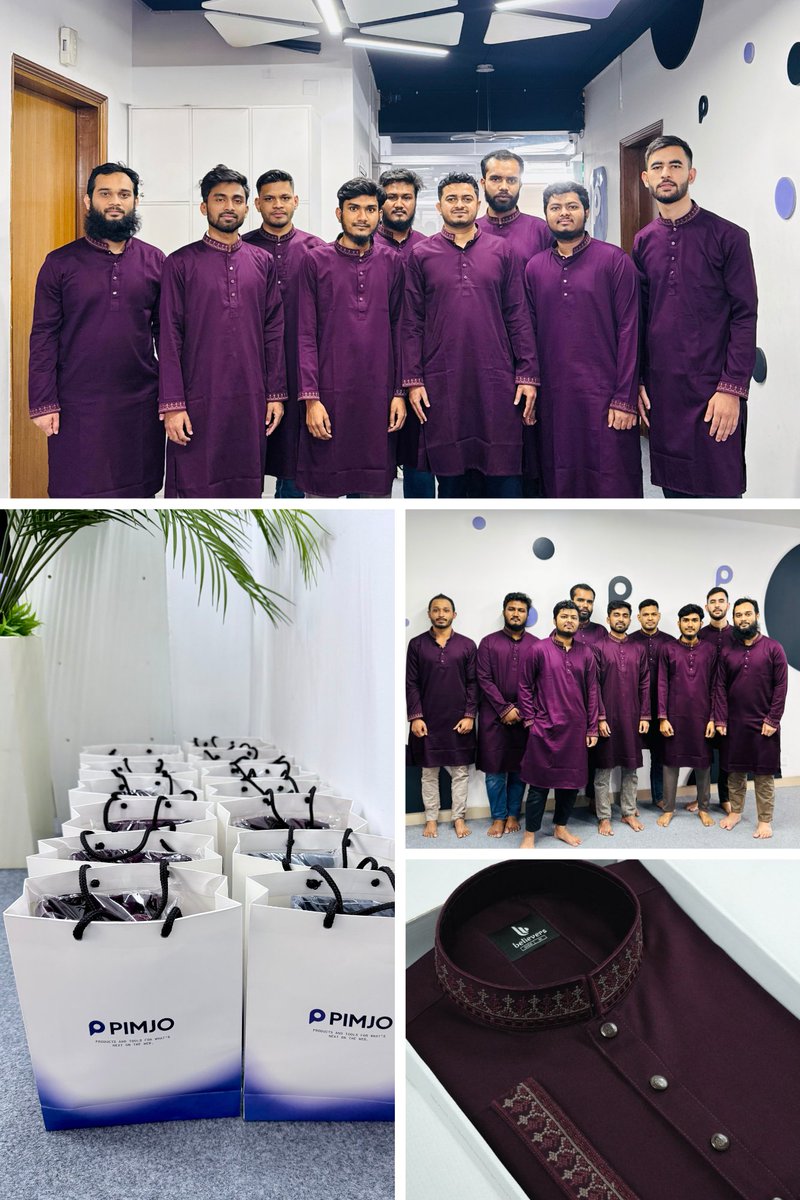 Eid vibes came a little early at Pimjo 🌙
Panjabi for everyone and a small tradition - everyone trying them on and taking a group photo made the office feel extra festive 🎊