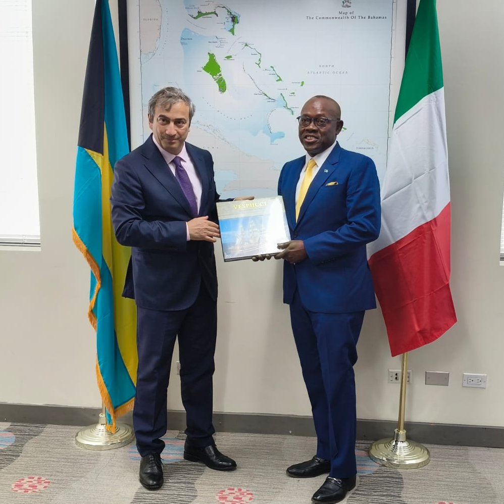 MPeronaci's tweet photo. Great meeting with Bahamas Deputy Prime Minister Chester Cooper. 
Focus on how Italy is the partner of choice to ensure the country's modernization.
The Bahamas is a potential strategic hub deeply integrated with Florida and US markets. https://t.co/DMGFs8CQKv