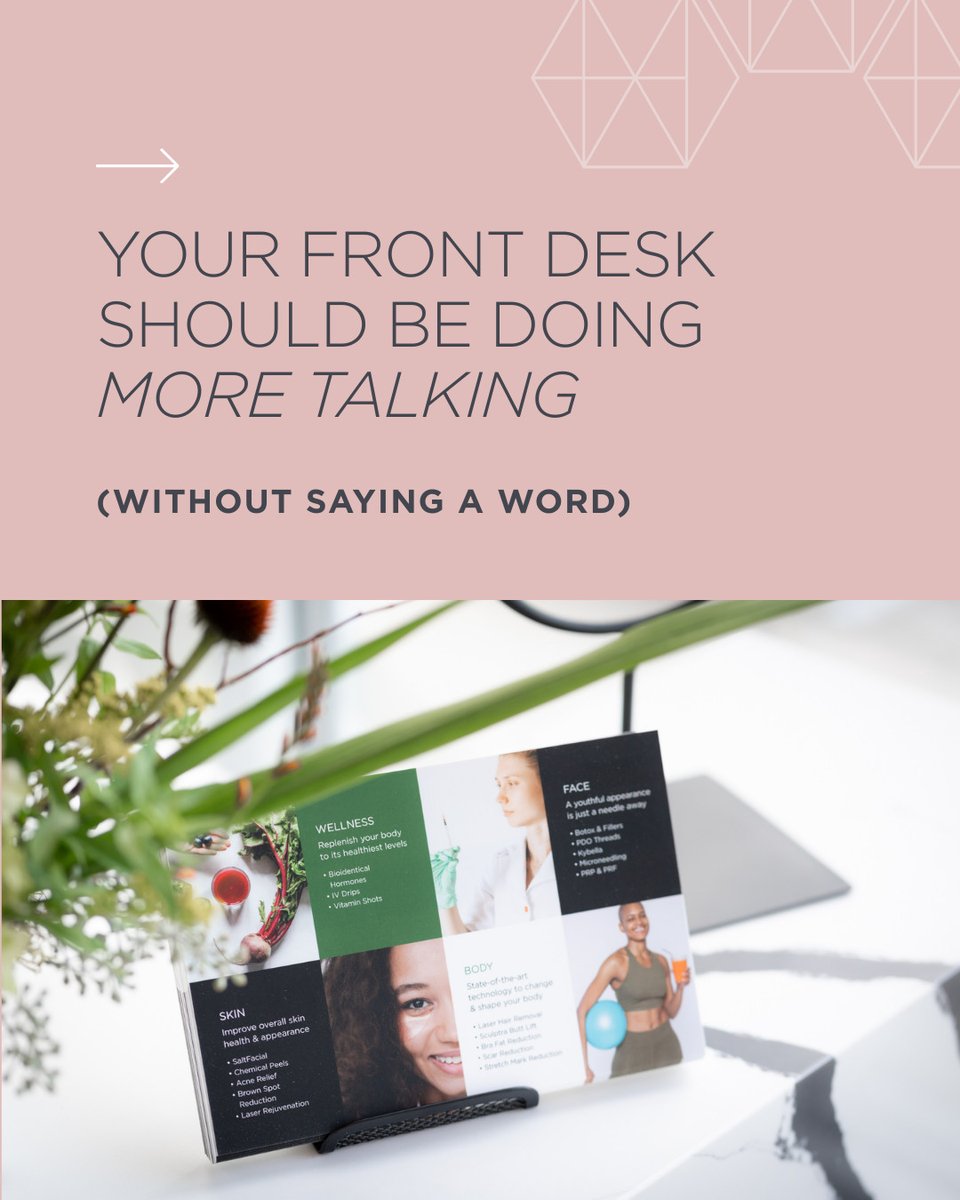 LexiDesignSpas's tweet photo. Flyers in your lobby or treatment rooms do more than inform, they prompt real conversations. Better placement = more questions, more bookings, less awkward selling. ✨ #spamarketing https://t.co/E47tt08DfX