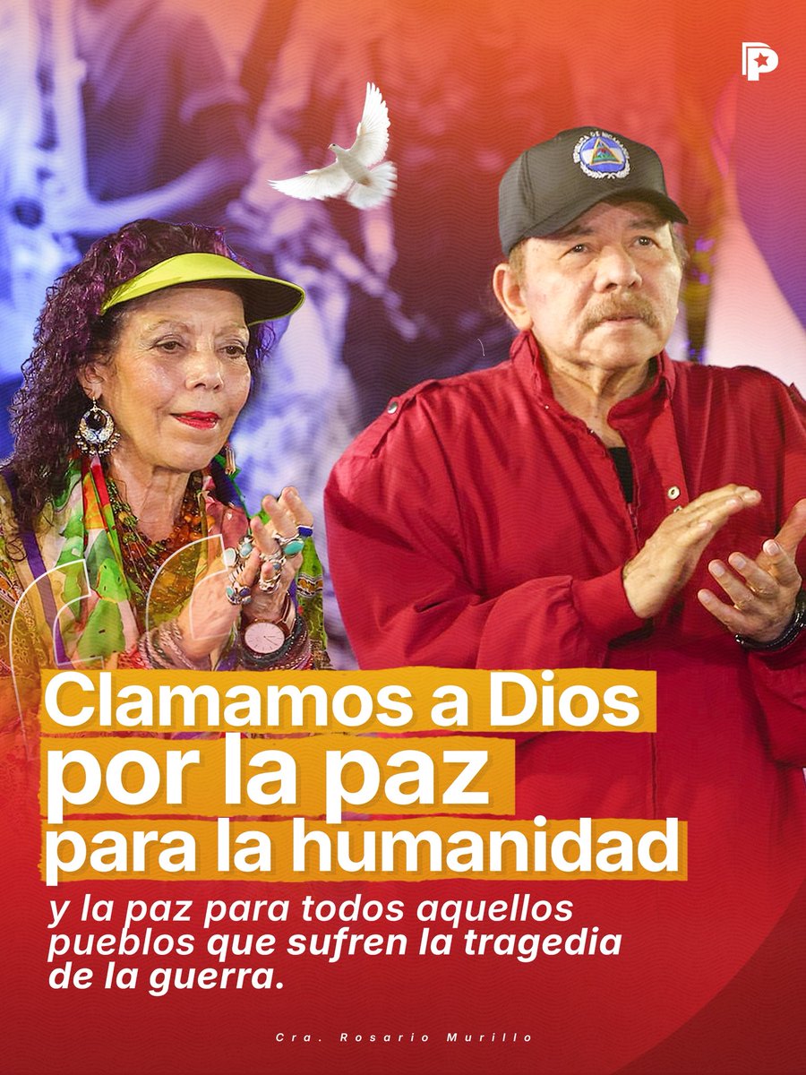 🕊️✊ La Copresidenta Rosario Murillo reiteró el llamado permanente de Nicaragua a la paz, destacando una frase que sintetiza ese sentir: “Clamamos a Dios por la paz para la humanidad”.