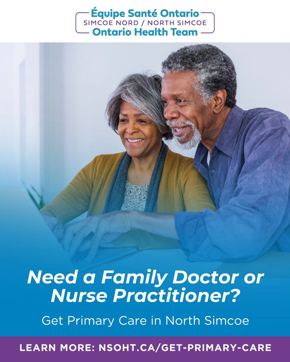 OHTNorthSimcoe's tweet image. 🩺 Need a family doctor or nurse practitioner? NSOHT can help via Health Care Connect.

Register online or call 8-1-1. Need help? Call 705-529-6367.

More info: nsoht.ca/get-primary-ca… 

#NorthSimcoeOHT #GetPrimaryCare #HealthCareConnect #CommunityHealth