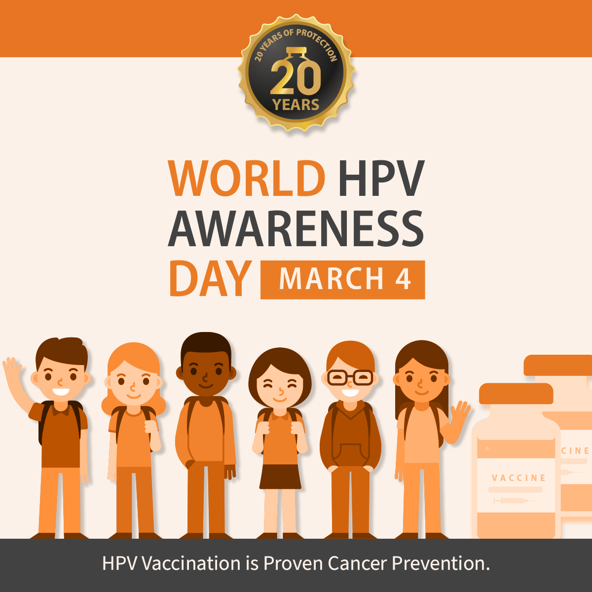 World HPV Awareness Day is a day to talk about human papillomavirus (HPV).   

With the tools we have, preventing HPV-related cancer is possible, with awareness as the first step. 

Read more at ow.ly/k53O50YoG1A  
 #HPVAwareness #PreventCancer #CancerPrevention