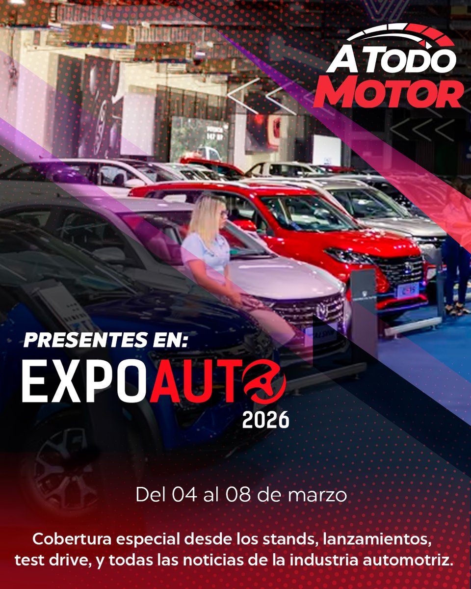 grupoeldeber's tweet photo. ¡Arranca Expoauto 2026! 🏁
Acompáñanos del 4 al 8 de marzo en una cobertura especial donde la industria automotriz es la protagonista.
📍 Stands exclusivos
🚀 Lanzamientos
🛣️ Test Drives
¡No te despegues de nuestra señal! A Todo Motor, donde vive la potencia. 🏎️🔥
#ATodoMotor #ATM #FeriaAutomotriz #Expoauto #NoticiasAutos #Bolivia2026