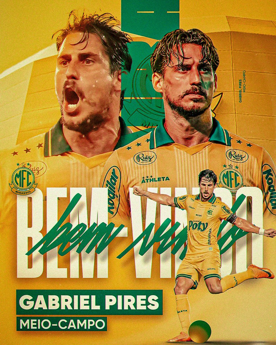 RobsonNunesMB's tweet photo. 🚨OFICIAL 🚨
GABRIEL PIRES É DO LEÃO! 🦁

Destaque do Paulistão 2026 pela Portuguesa, o meia de 32 anos chega ao Mirassol! 🔰

Gabriel tem passagens por Benfica, Juventus, Leganés e Botafogo-RJ! https://t.co/H8Tz2TyhBl
