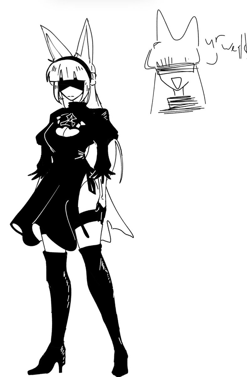 OmgItsDestNoWay's tweet photo. Before drawijf her here I made silly concept art and her as another white hair blind folded thing https://t.co/YfqilEfS8Z