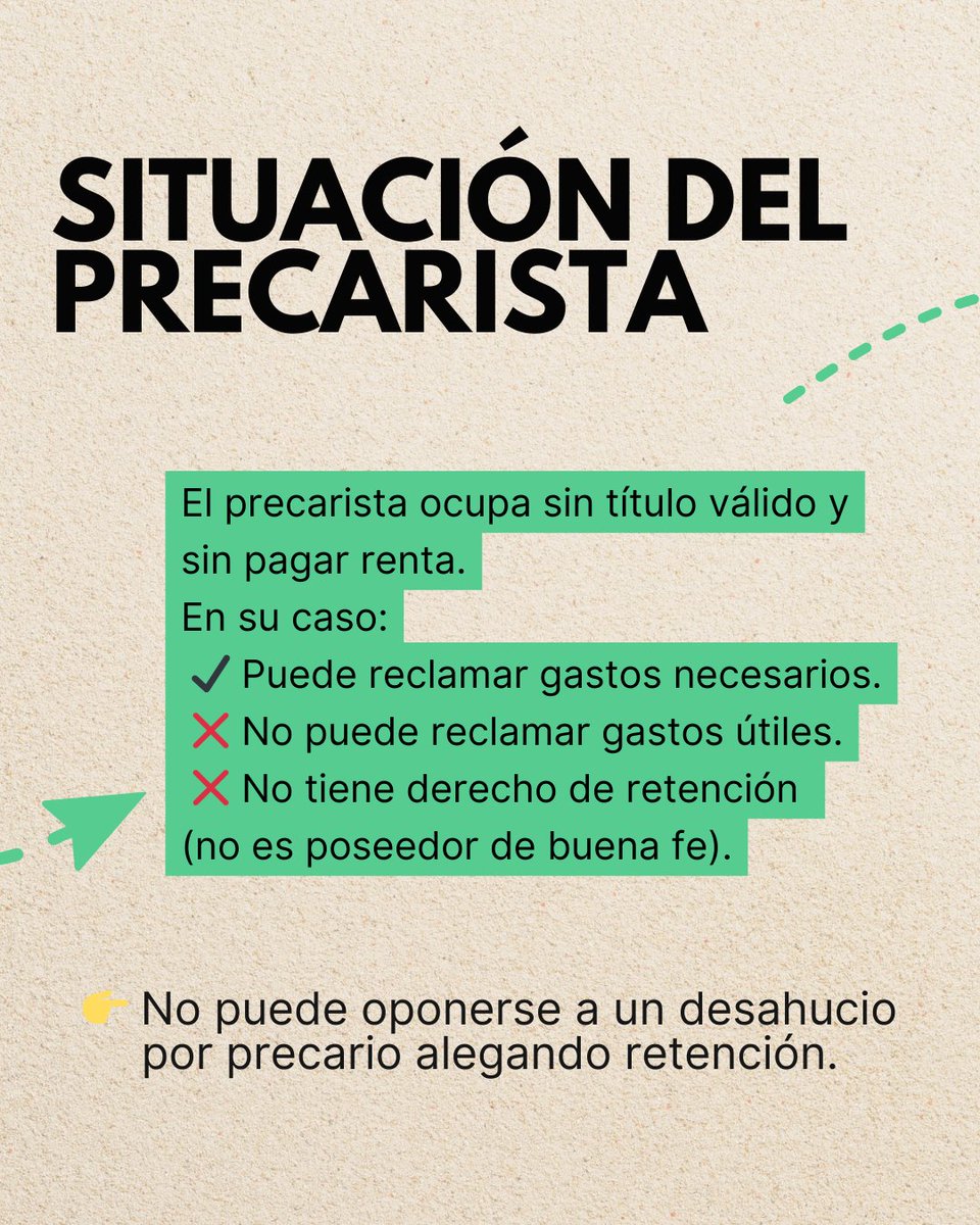 SepinEditorial's tweet photo. ¿Un precarista puede reclamar gastos del inmueble?

✔ Gastos necesarios → sí
❌ Gastos útiles → no
❌ Derecho de retención → tampoco

La clave está en el art. 453 CC y en que el precarista no es poseedor de buena fe.

👉 Te lo explicamos en el carrusel
#DerechoCivil #Precario https://t.co/LVobROQ87w