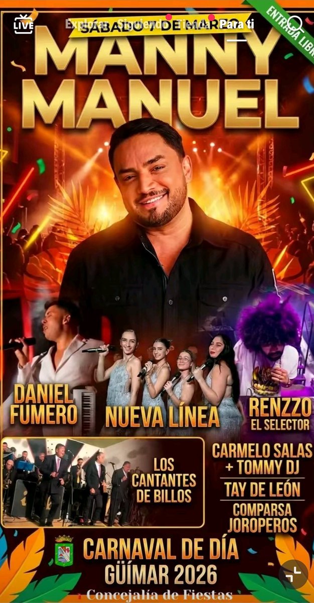 Sábado 7 carnavales de día en guimar con <a href="/RenzzoSelector/">🇮🇨Renzzo El Selector🇮🇨FLEJESELECTAH</a> y muchos más !!