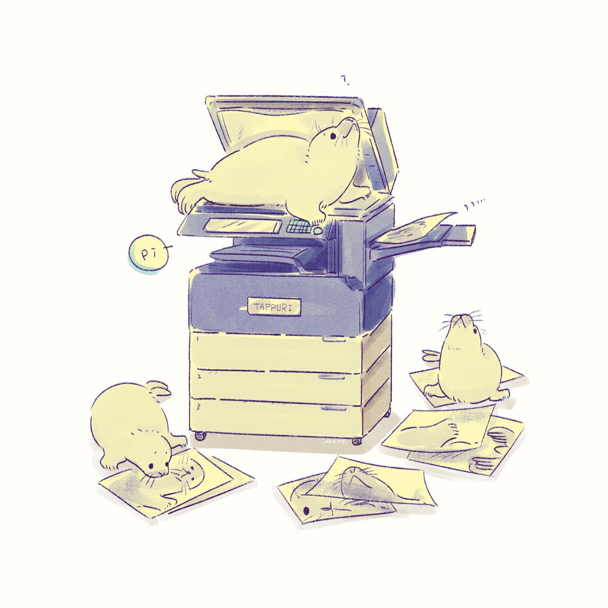 mt___note's tweet photo. 「ぼく」、絶賛出力中🖨️🦭（再掲） https://t.co/FLGRKu3kJL
