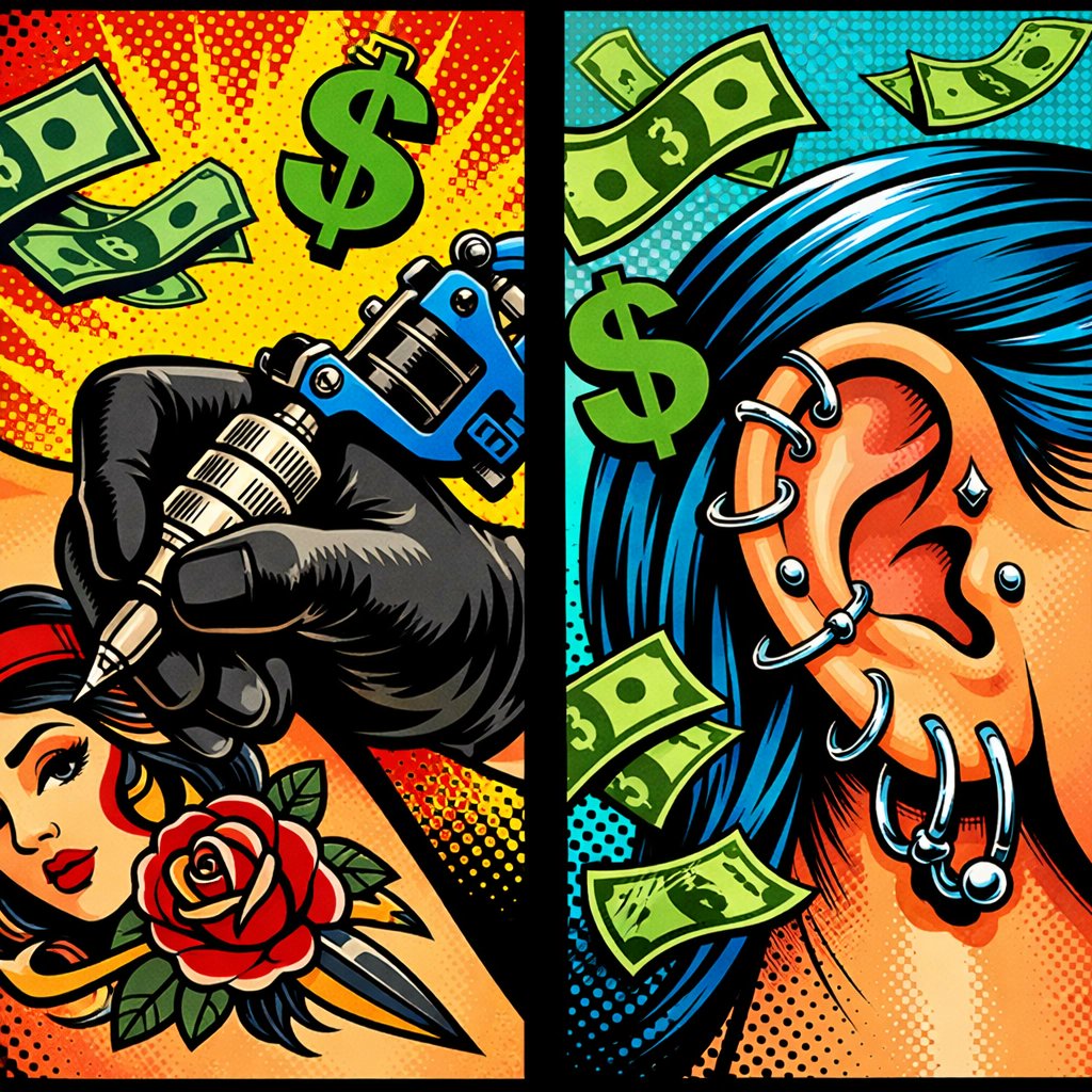 tattoogooroo's tweet image. Tax time = Treat yourself time! 🤑 Don't miss out on our 'Buy 3 Hours, Get 1 Hour Free' tattoo deal and $22 standard piercings. Available at all three 22 Caliber locations. Your refund deserves some professional art! 🤘✨ #TaxTimeSpecials #BodyPiercing #22CaliberTattoo