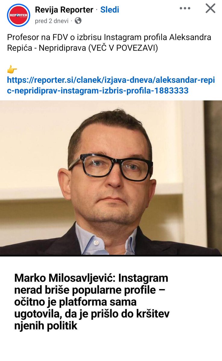 To me je danes čakalo na Facebooku.

Čeprav je le dva dni po objavi, je realnost že popolnoma drugačna. Milosavljevič brez kakršnegakoli vprašanja naprej prejema plačo, seveda iz davkoplačevalskega denarje, ker drugače je zagotovo več ne bi.