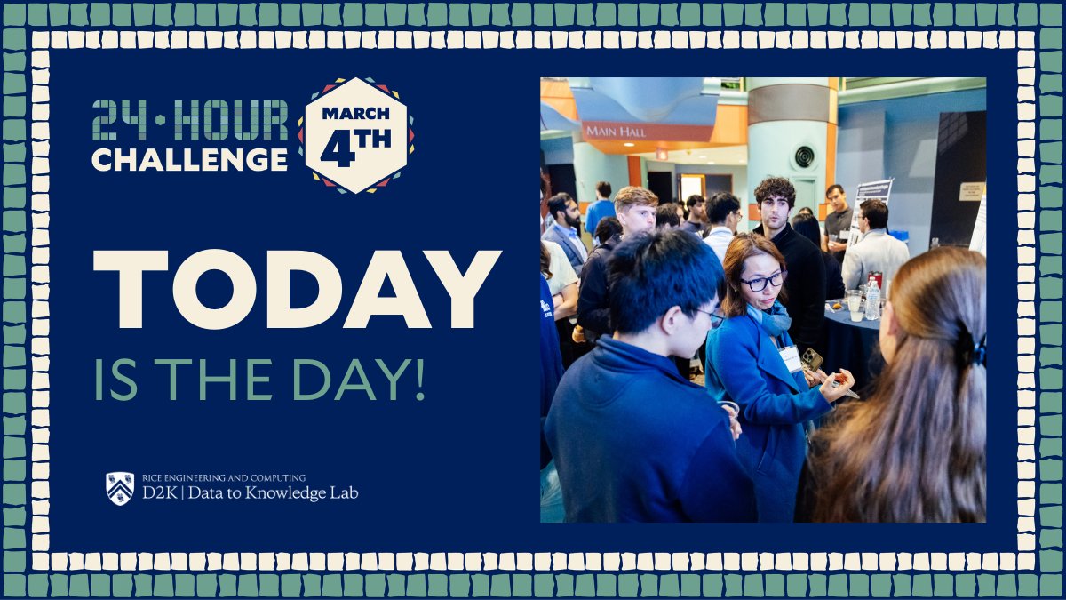 Rice_D2KLab's tweet photo. Today is the day! Your donation to D2K supports our students as they work with industry partners and community organizations to customize data science projects to real-world situations, and more. 

Make your gift before 11:59 pm CT to join the challenge. https://t.co/FWgqE7v3NK https://t.co/X7TaPD8y4m