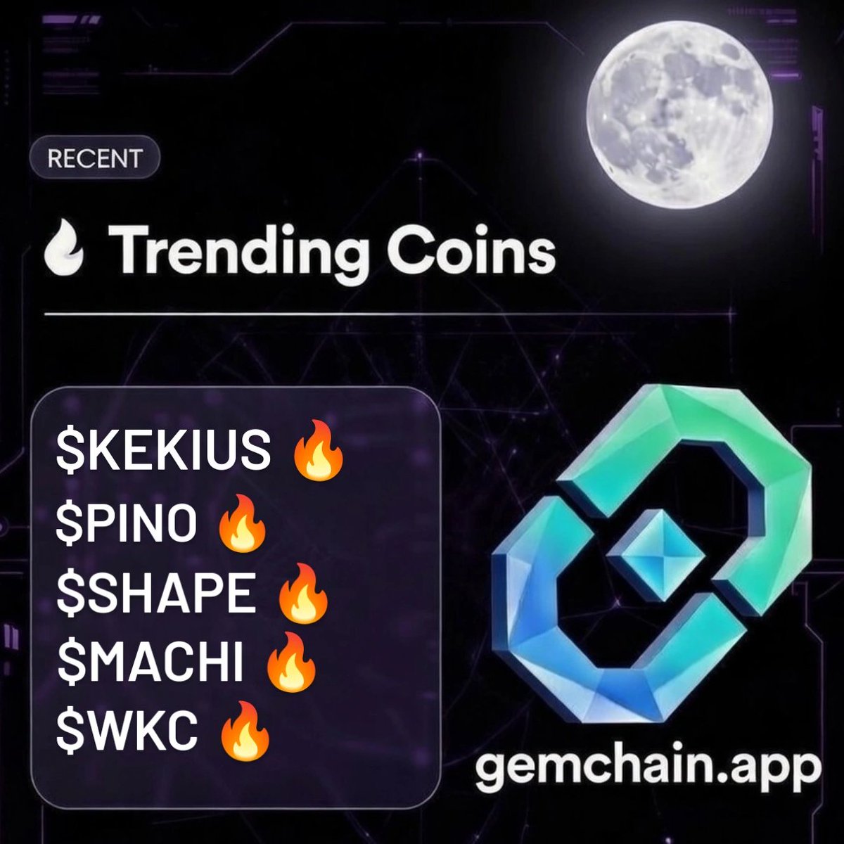 gemchainapp's tweet photo. Daily trending coins 🔥
by gemchainapp 💪

$KEKIUS $PINO $SHAPE $MACHI $WKC https://t.co/UCgYOo8ThR