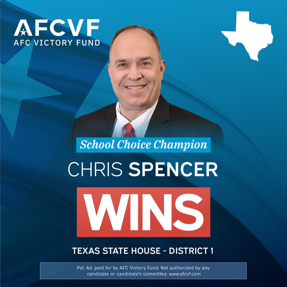 AFC Victory Fund celebrates school choice champion Chris Spencer on his primary victory in Texas!