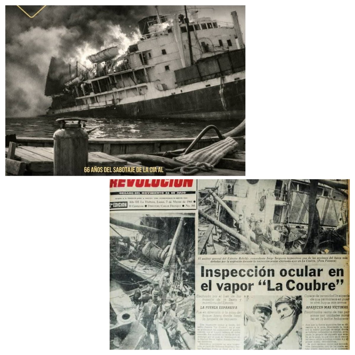4 de marzo de 1960: explosión del vapor La Coubre, en el puerto de La Habana, arrebató la vida a más de un centenar de cubanos, acto criminal.
Al despedir a las víctimas, Fidel pronunció palabras que quedaron para siempre en la historia de Cuba: ¡Patria o Muerte!
¡Venceremos!