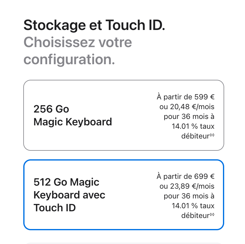 #MACBOOKNEO que du 8Gb
option 512 et Touch ID 
Prix Edu affiché