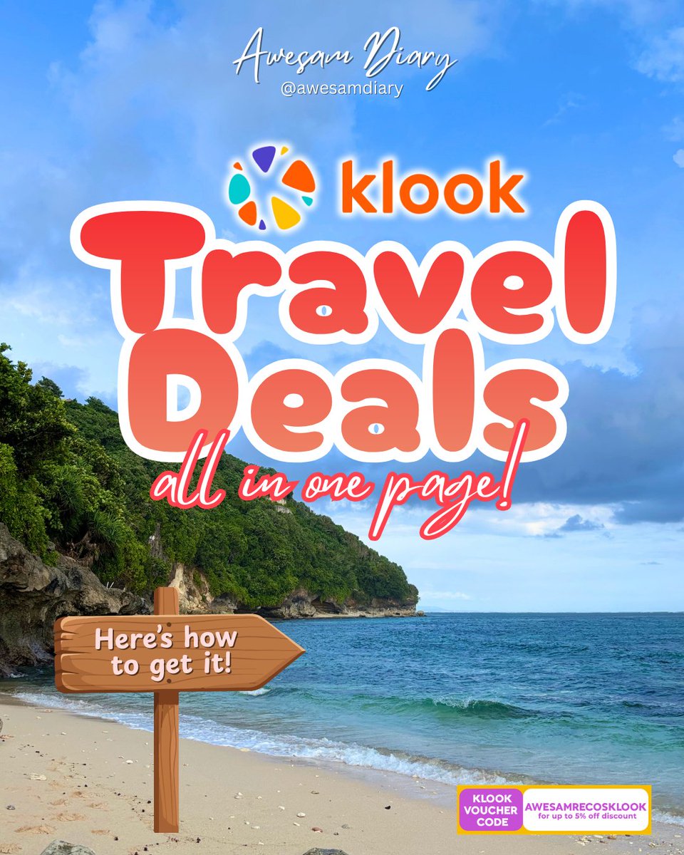 awesamdiary's tweet photo. ✈️ Travel Deals in One Place with Klook

You’ll find deals for:
🏨 Hotel stays
🎟️ Attraction tickets
🚆 Transportation passes
📶 eSIM / WiFi
🎡 Tours and experiences

Whether you’re traveling locally or abroad, this page is a great place to check available promos.

🔗 Check the deals here:
https://t.co/KGkhpeQvkS

You can also scan the QR code in the post to go directly to the deals page.

Happy travel planning ✨