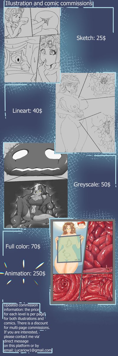 Hello! I updated and personalized my commissions info, if you want any illustration or comic and you want to support me do not hesitate to contact me, thank you all very much.