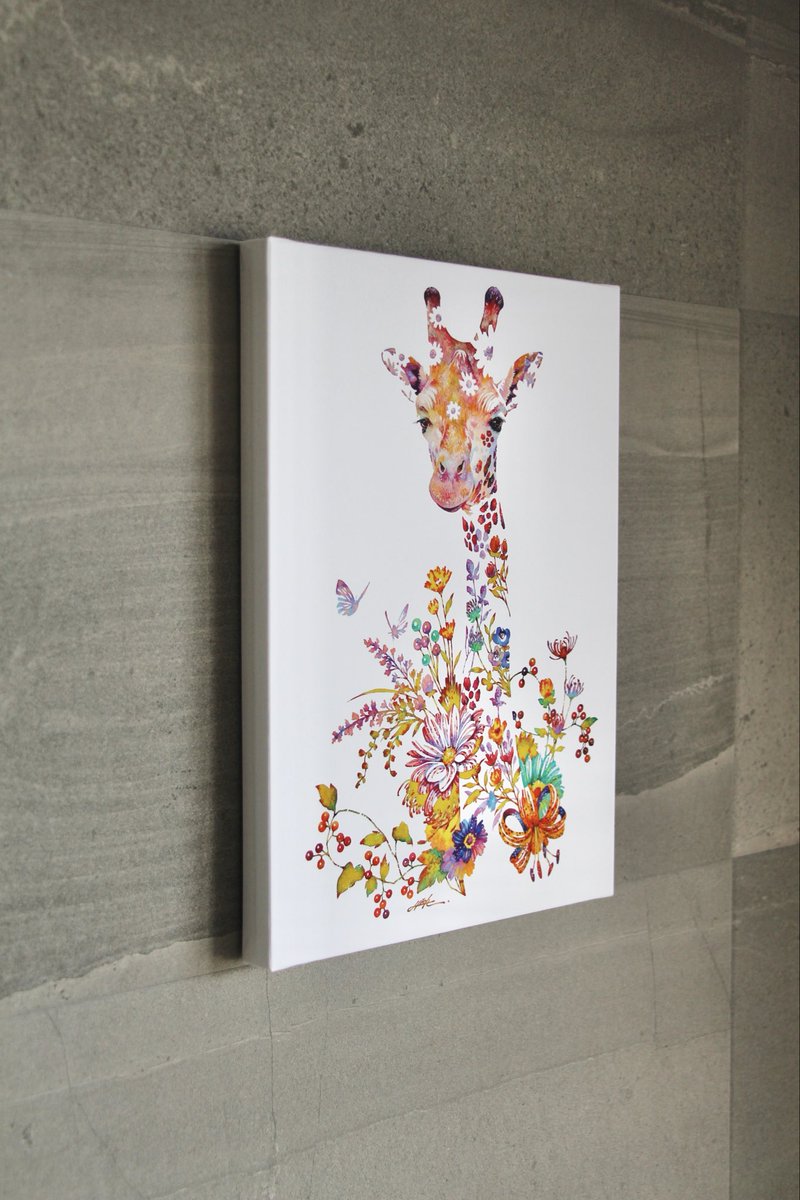 複製原画 木製パネル『キリン』 A4とA3の新作です✳︎ 紙：厚手マット