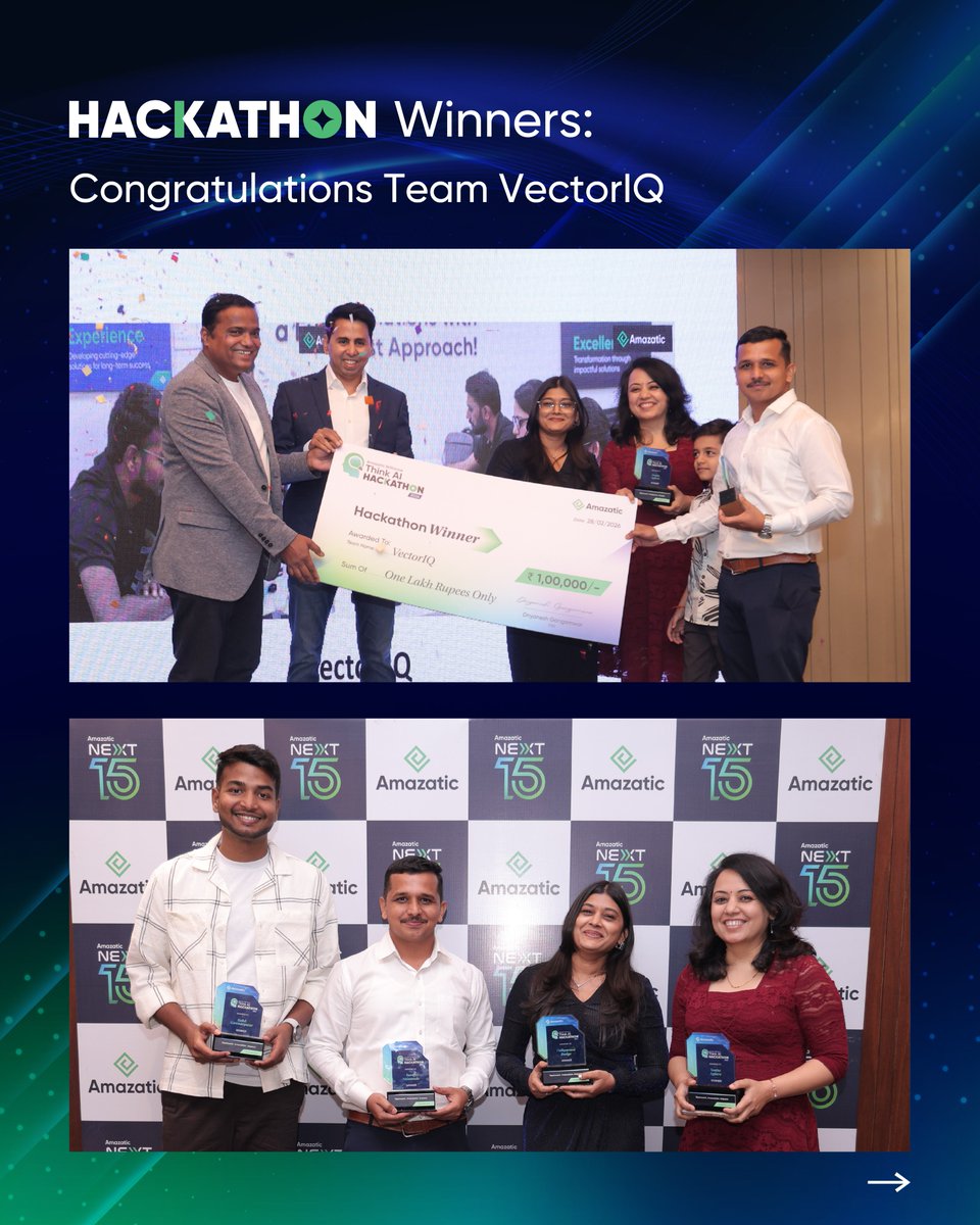 _Amazatic_'s tweet photo. Highlights from Amazatic Brilliance – Think AI Hackathon.

Congratulations to all the winners and appreciation to every participant who made this event impactful.

#AmazaticBrilliance #ThinkAI #Hackathon #Innovation #AI #Teamwork https://t.co/K0FzwB5yWM