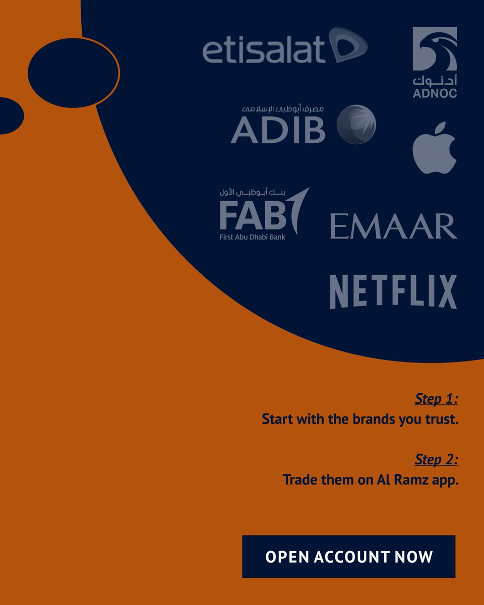 AlRamz_PJSC's tweet photo. The easiest place to begin is familiarity. Knowing what a company does helps you make more confident decisions.
Trade the brands you know on Al Ramz app.
#AlRamz #AlRamzApp #StartSmart #InvestWithConfidence #KnowWhatYouOwn #RealShares #StockMarketEducation #LongTermInvesting #SmartInvesting
معرفة نشاطات الشركة تساعدك على اتخاذ قرارات أكثر ثقة.
تداول العلامات التي تثق بها عبر الرمز.
#ابدأ_مما_تعرفه #علامات_تثق_بها #ثقة_استثمارية #فهم_الشركات #قرارات_أوضح #الرمز #تداول_الأسهم